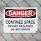 Signmission 10 in H x 14 in W, Plastic, Rectangle, Confined Space Permit Required Do Not Enter OS-2PACK-DS-P-1014-L-19305 - alternate 3